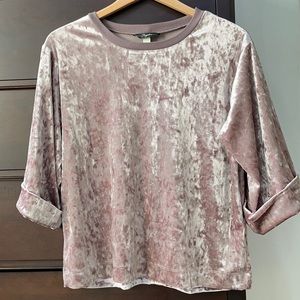 Velour Loose Boxy Dusty Pink Top 3/4 Bell Sleeve